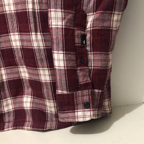 Quicksilver Sherpa Jacket Men 2XL Burgundy Plaid Cotton Polyester Lining Winter - Picture 3 of 12